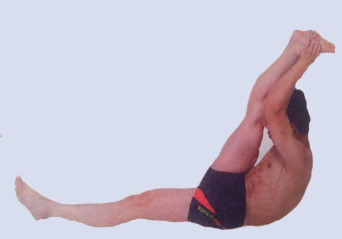 瑜伽体式-卧手抓脚趾腿伸展式