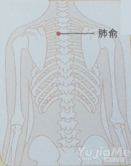 按揉肺俞穴
